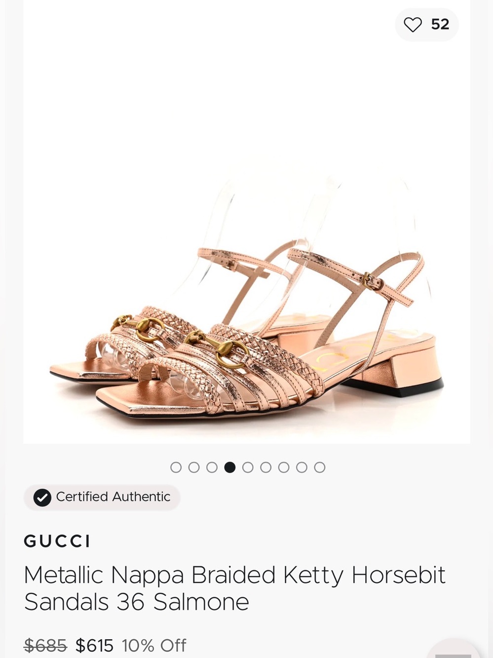 Gucci Metallic Rose Gold Nappa Braided Horsebit Ketty Block Heel Sandals (38) - Picture 10 of 14